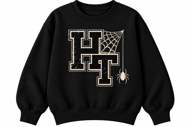 Black Home Team HT spiderweb Halloween crewneck sweatshirt