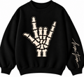 Black skeleton hand sweatshirt with Home Team sleeve script